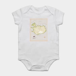 Vintage map of Iceland Baby Bodysuit